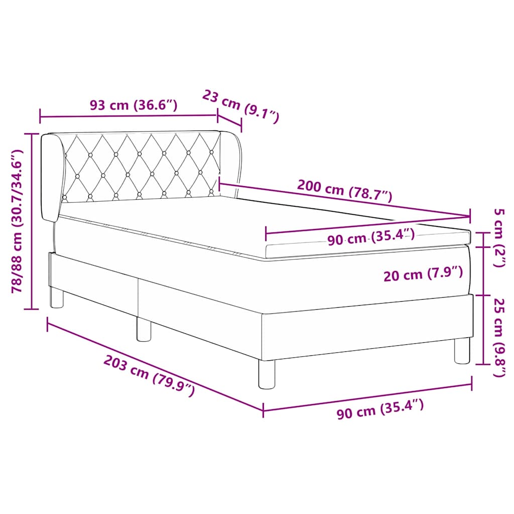 Letto a molle con testiera Verde scuro 90 x 200 cm Velluto | homemem39