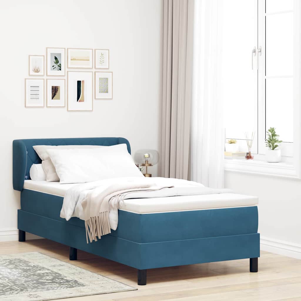 Letto a molle con testiera Blu scuro 90 x 200 cm Velluto | homemem39