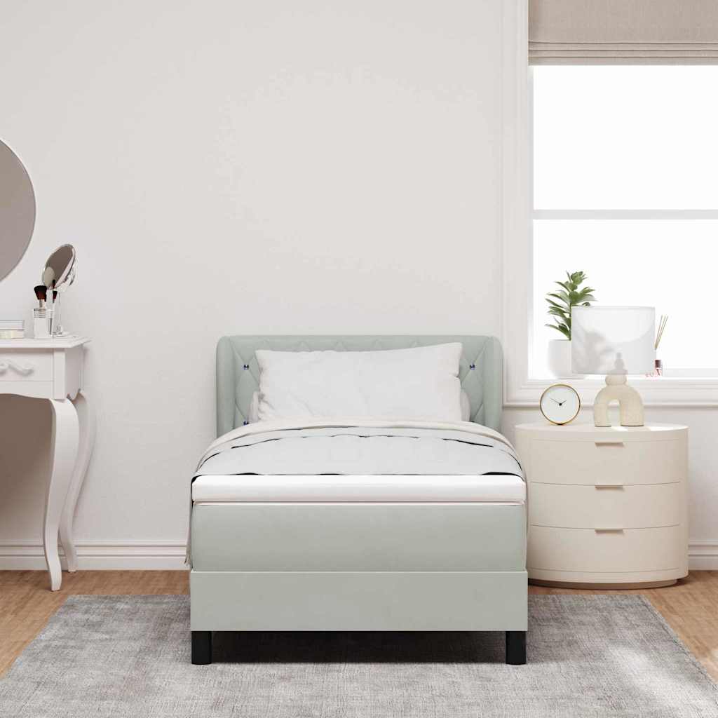 Letto a molle con testiera Grigio chiaro 100 x 200 cm Velluto | homemem39