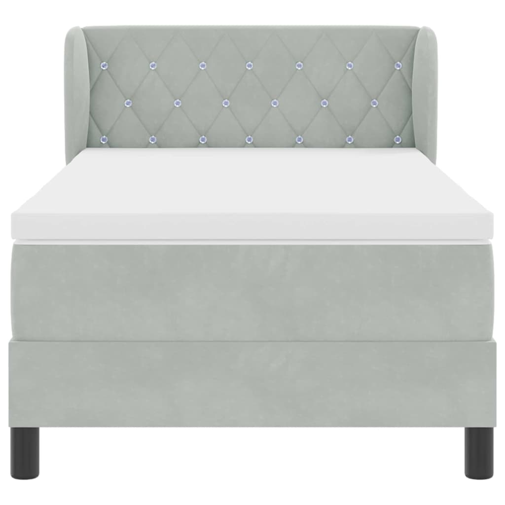 Letto a molle con testiera Grigio chiaro 100 x 200 cm Velluto | homemem39