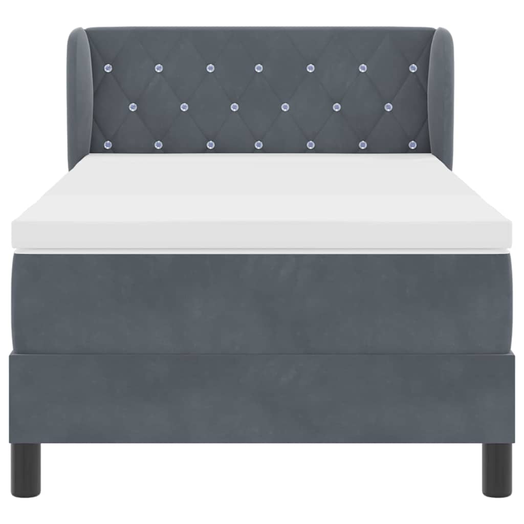 Letto a molle con materasso Grigio scuro 100 x 200 cm Velluto | homemem39