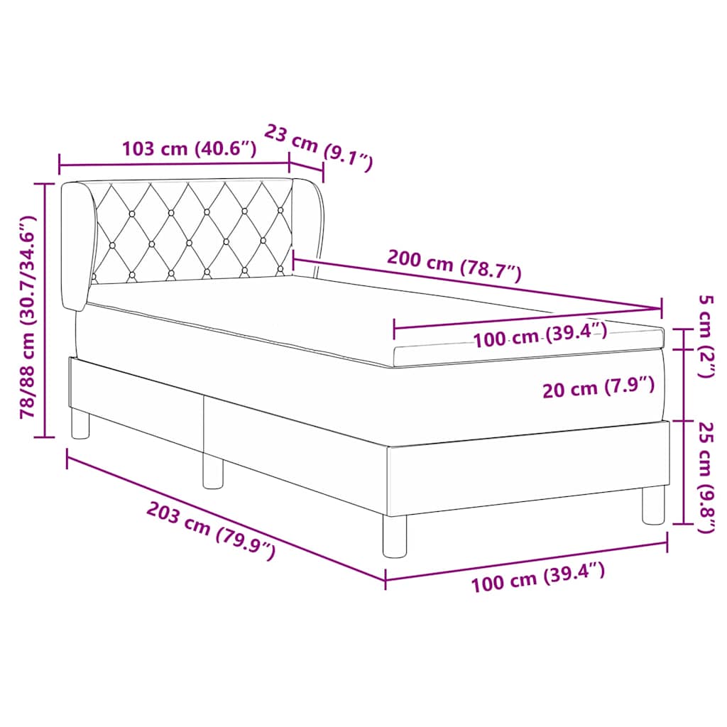 Letto a molle con testiera Verde scuro 100 x 200 cm Velluto | homemem39