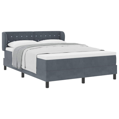 Letto a molle con testiera Grigio scuro 140 x 190 cm Velluto | homemem39