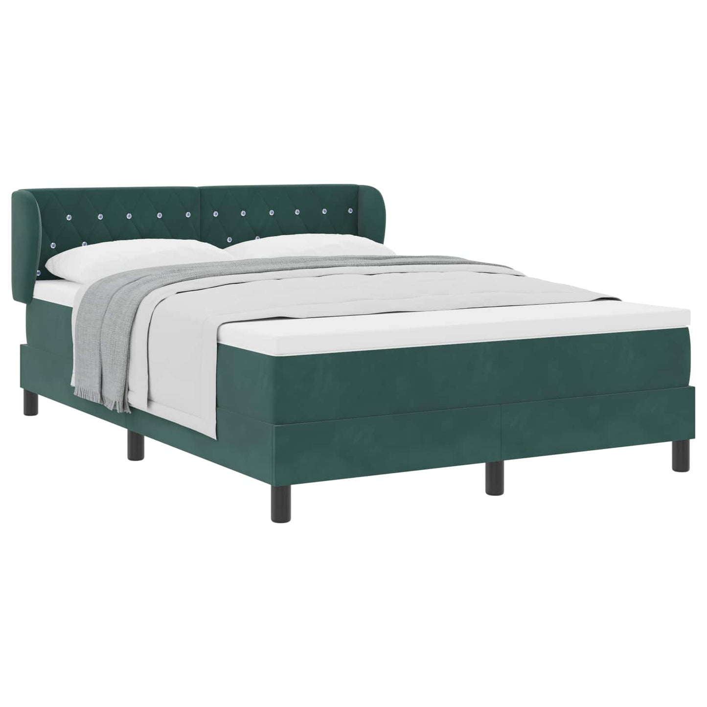 Letto a molle con testiera Verde scuro 140 x 190 cm Velluto | homemem39