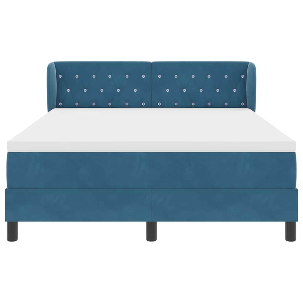 Letto a molle con testiera Blu scuro 140 x 190 cm Velluto | homemem39