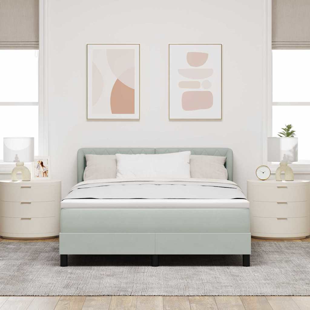 Letto a molle con testiera Grigio chiaro 140 x 200 cm Velluto | homemem39