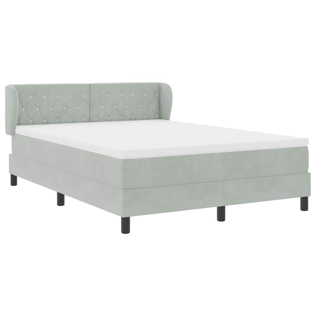 Letto a molle con testiera Grigio chiaro 140 x 200 cm Velluto | homemem39