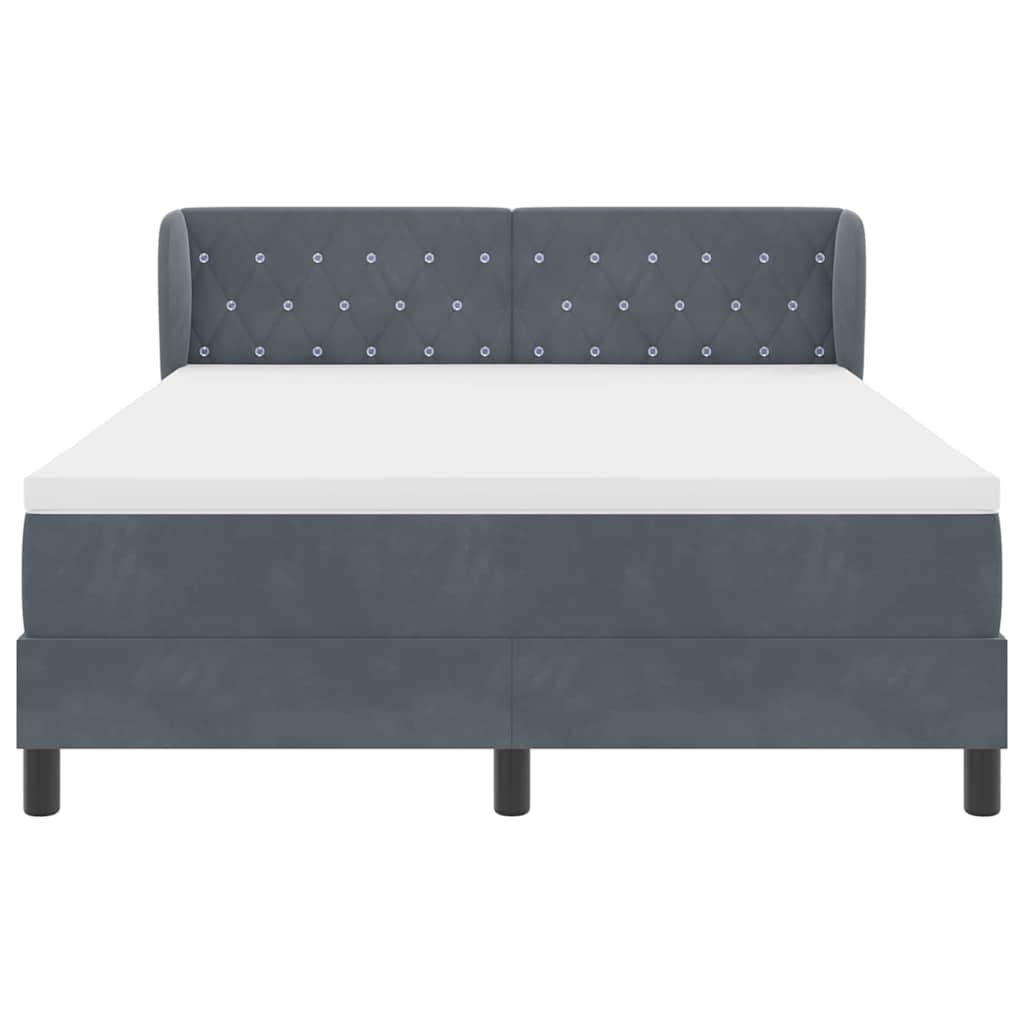 Letto a molle con testiera Grigio scuro 140 x 200 cm Velluto | homemem39