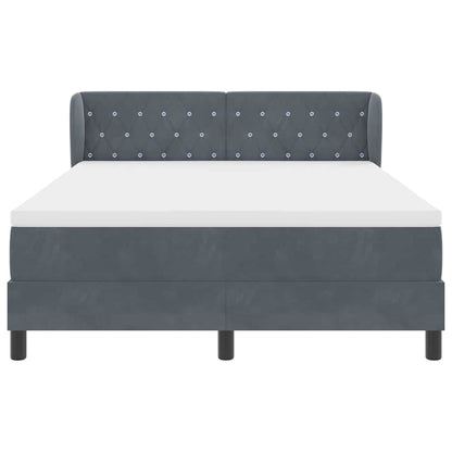 Letto a molle con testiera Grigio scuro 140 x 200 cm Velluto | homemem39