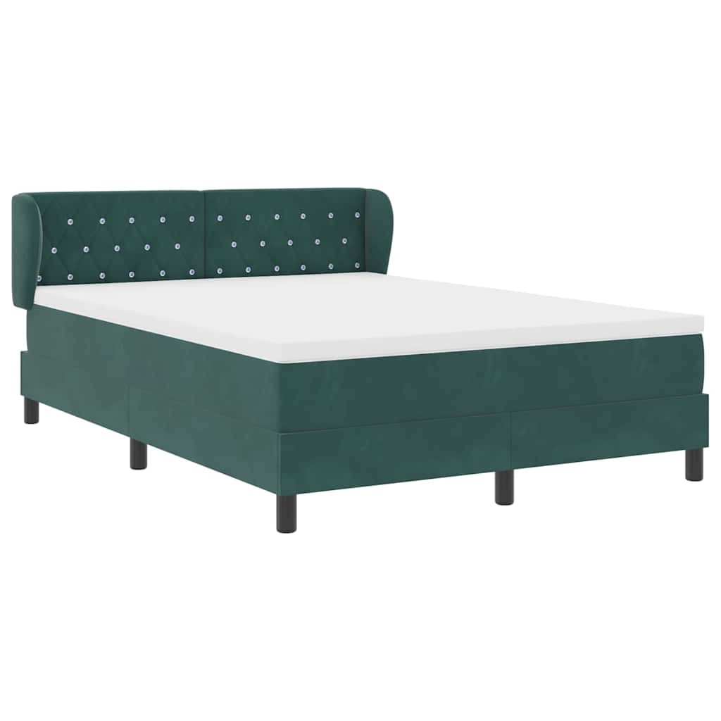 Letto a molle con testiera Verde scuro 140 x 200 cm Velluto | homemem39