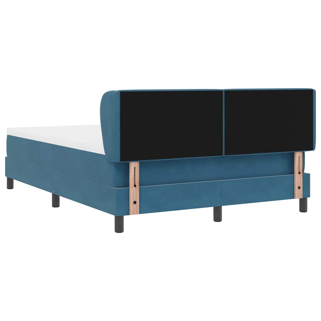 Letto a molle con testiera Blu scuro 140 x 200 cm Velluto | homemem39