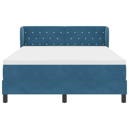 Letto a molle con testiera Blu scuro 140 x 200 cm Velluto | homemem39