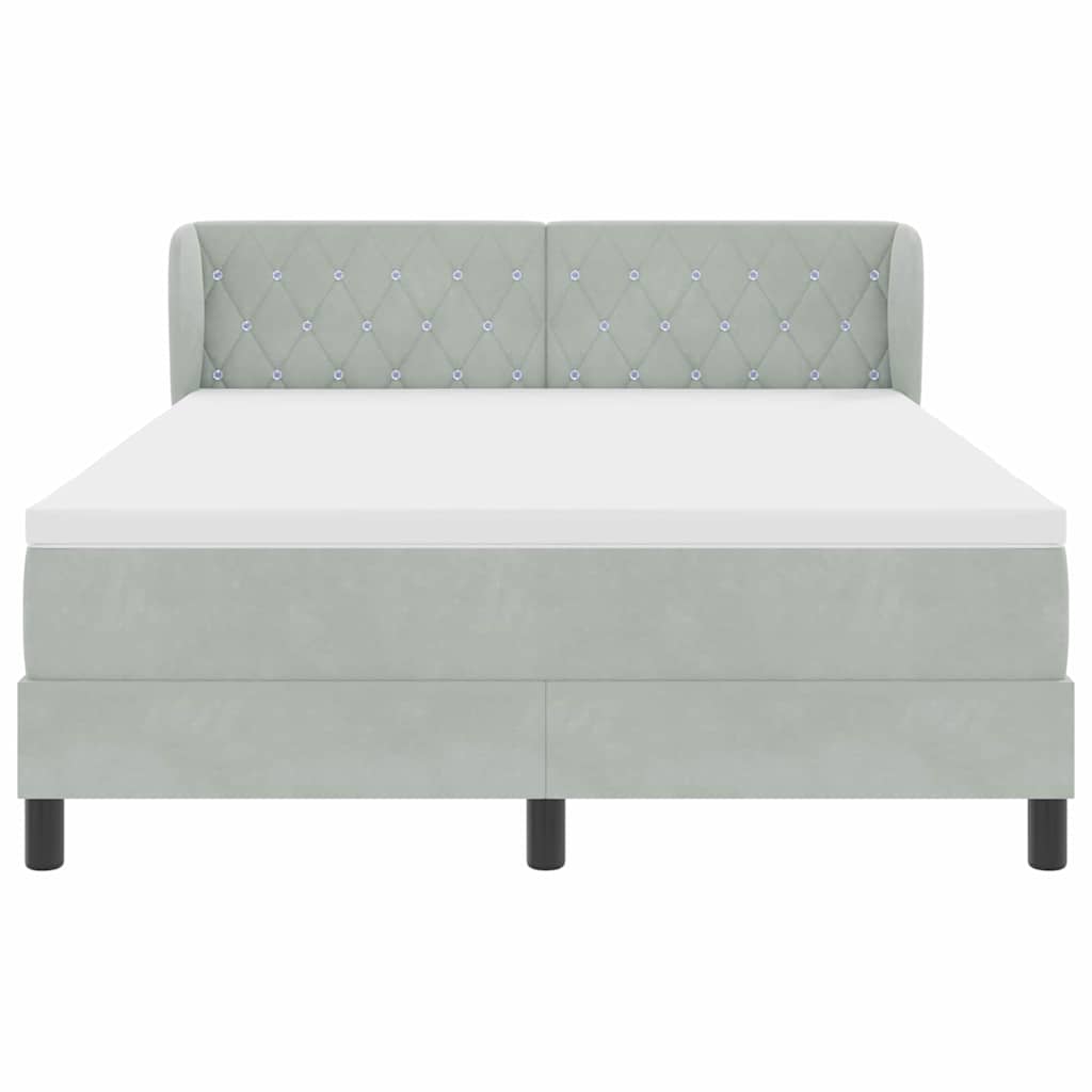 Letto a molle con testiera Grigio chiaro 160 x 200 cm Velluto | homemem39