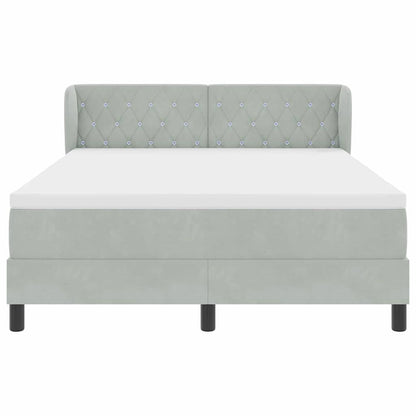 Letto a molle con testiera Grigio chiaro 160 x 200 cm Velluto | homemem39