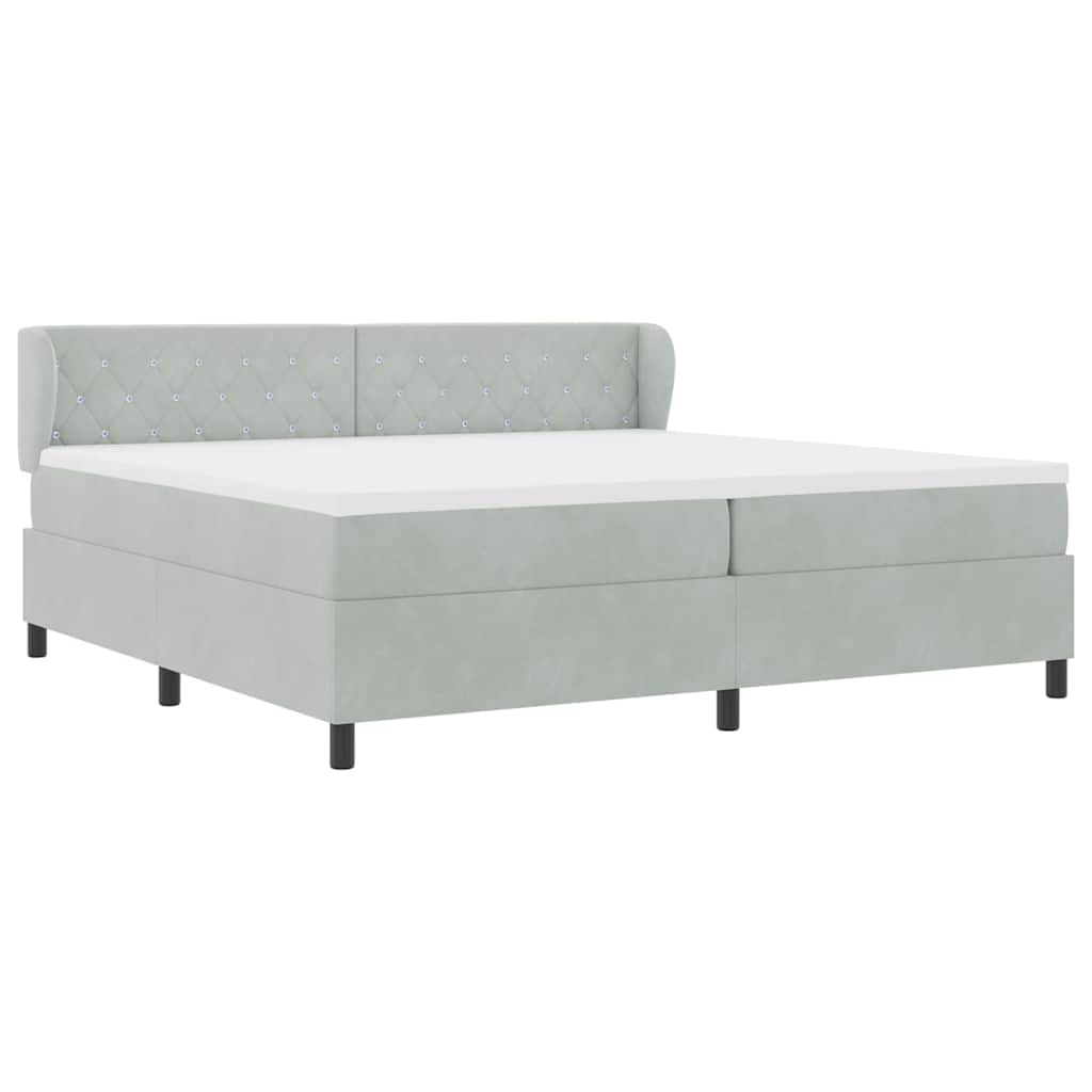 Letto a molle con materasso Grigio chiaro 200 x 200 cm Velluto | homemem39