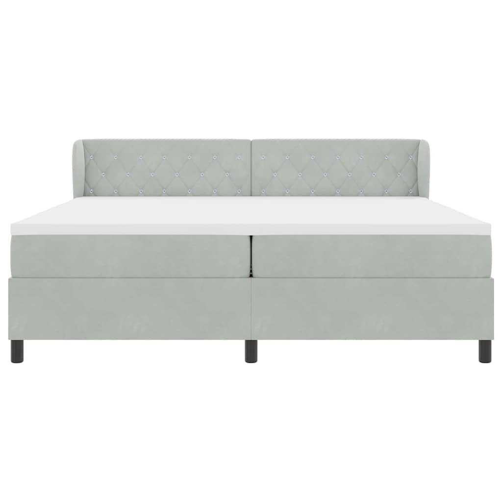 Letto a molle con materasso Grigio chiaro 200 x 200 cm Velluto | homemem39