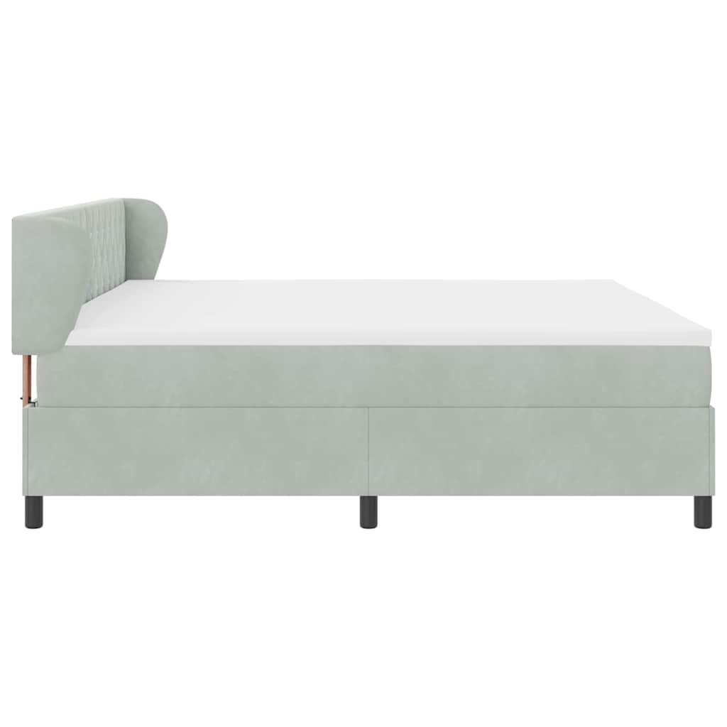 Letto a molle con materasso Grigio chiaro 200 x 200 cm Velluto | homemem39