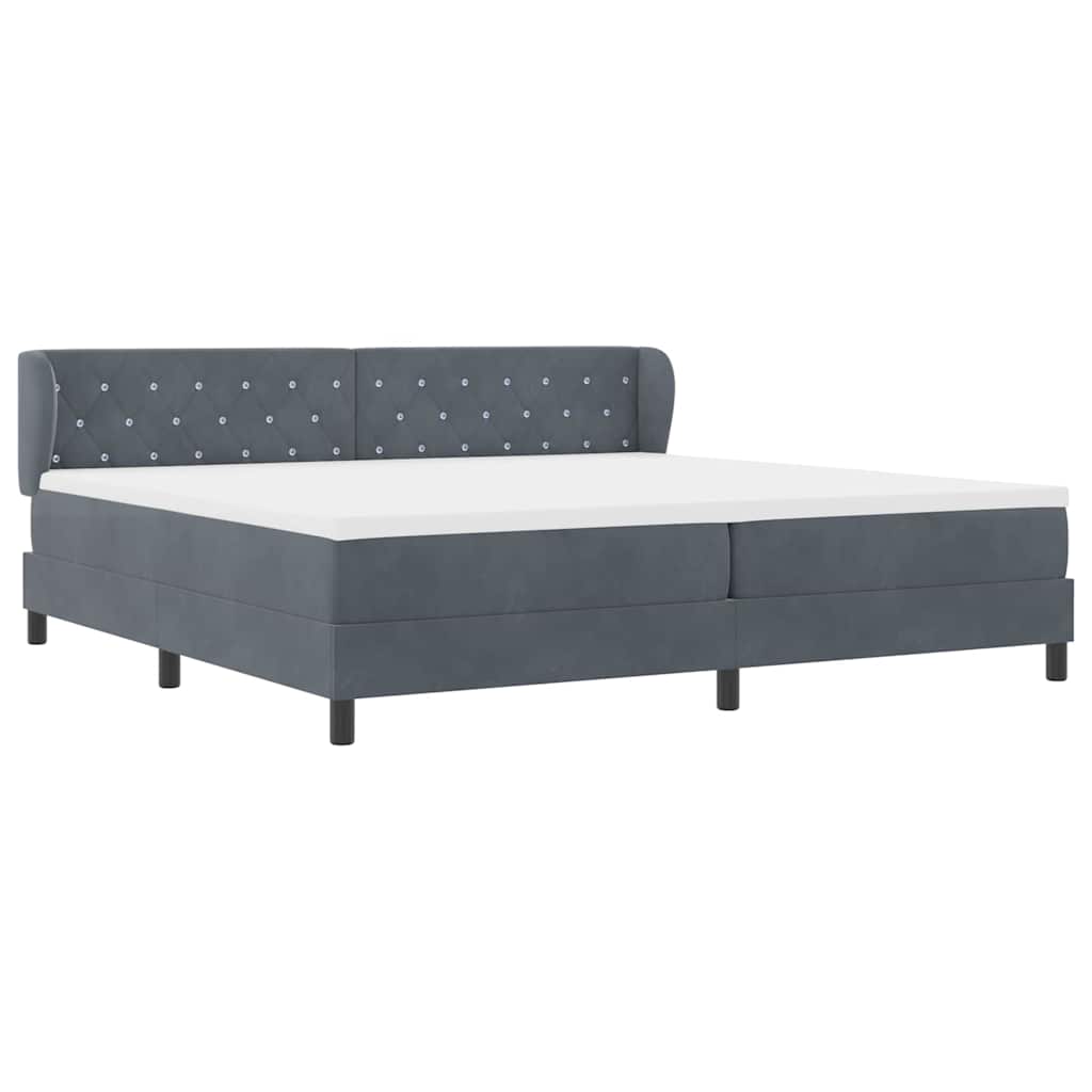 Letto a molle con materasso Grigio scuro 200 x 200 cm Velluto