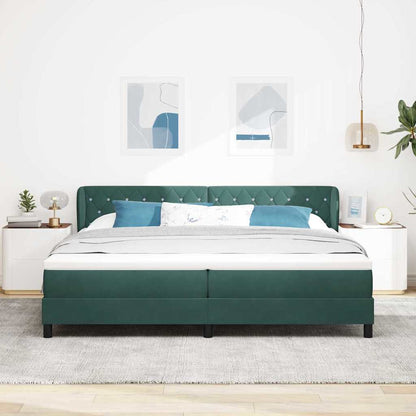 Letto a molle con materasso Verde scuro 200 x 200 cm Velluto | homemem39