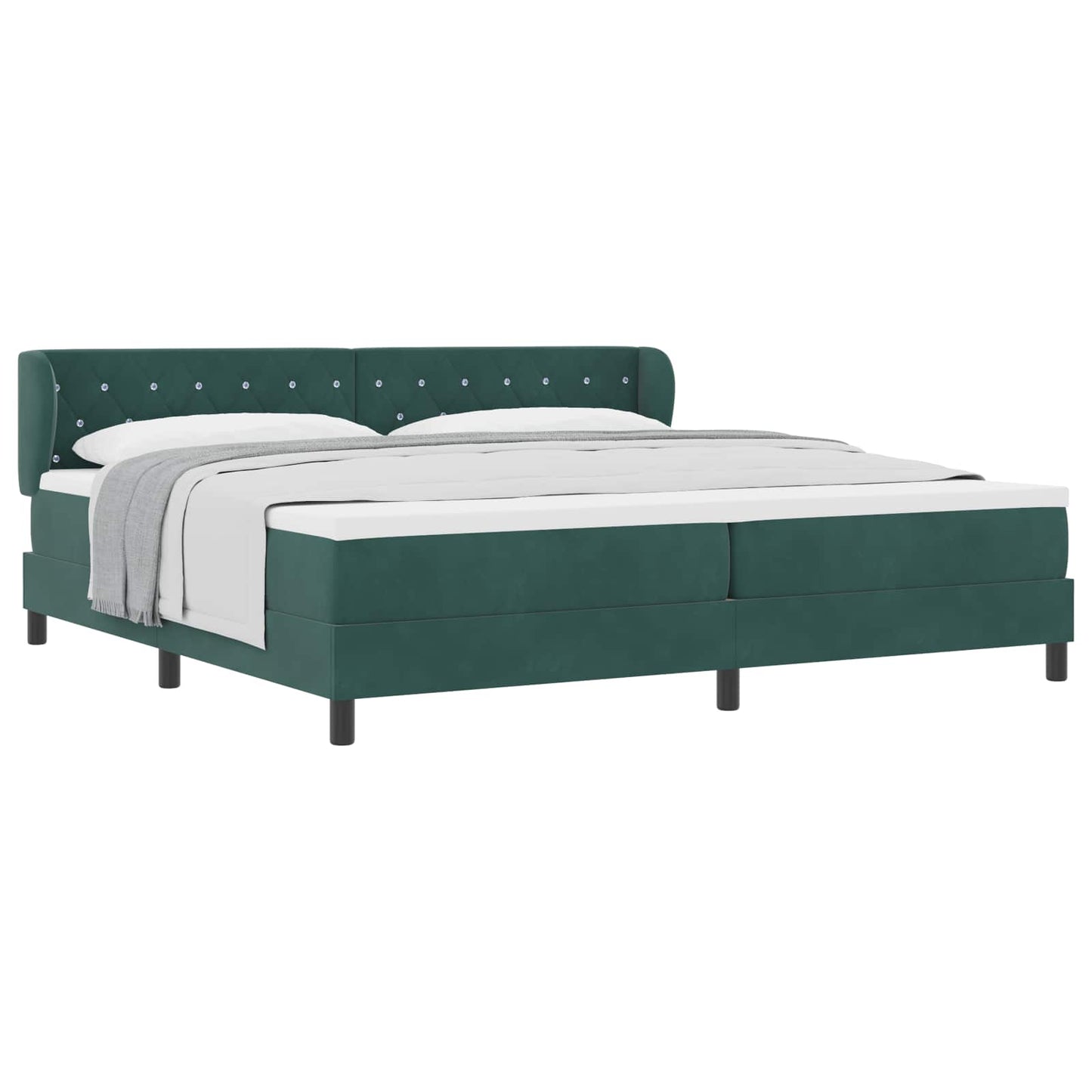 Letto a molle con materasso Verde scuro 200 x 200 cm Velluto | homemem39