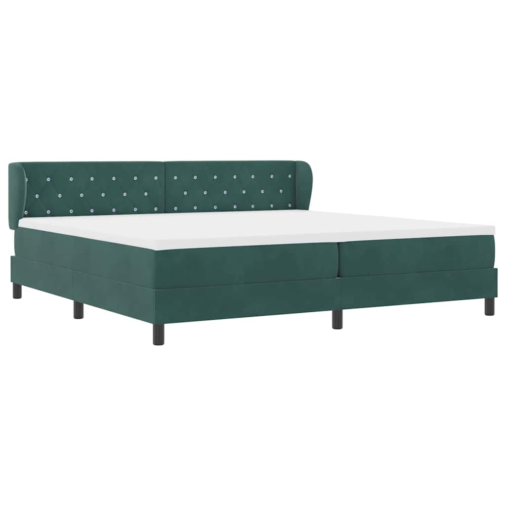 Letto a molle con materasso Verde scuro 200 x 200 cm Velluto | homemem39