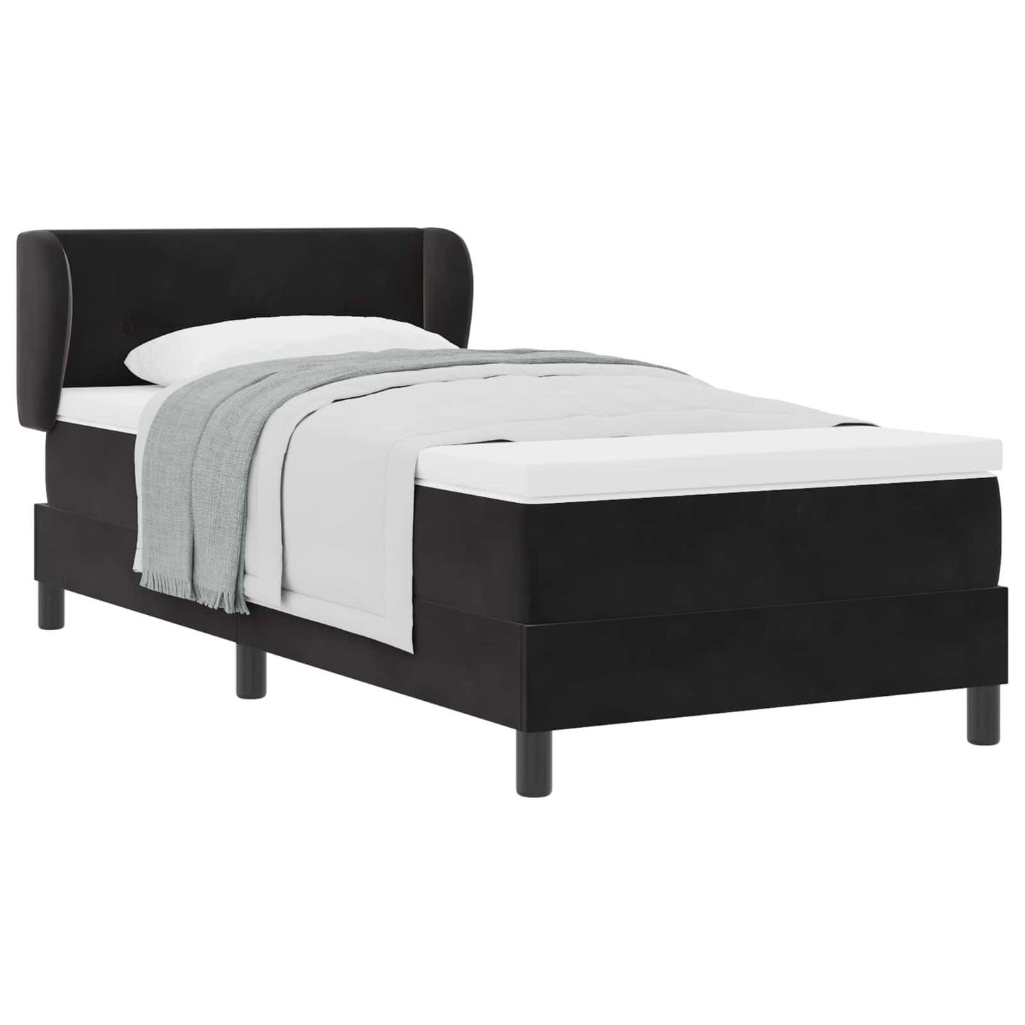 Letto con Molle e Materasso Grigio Scuro 80x200 cm Velluto Nero