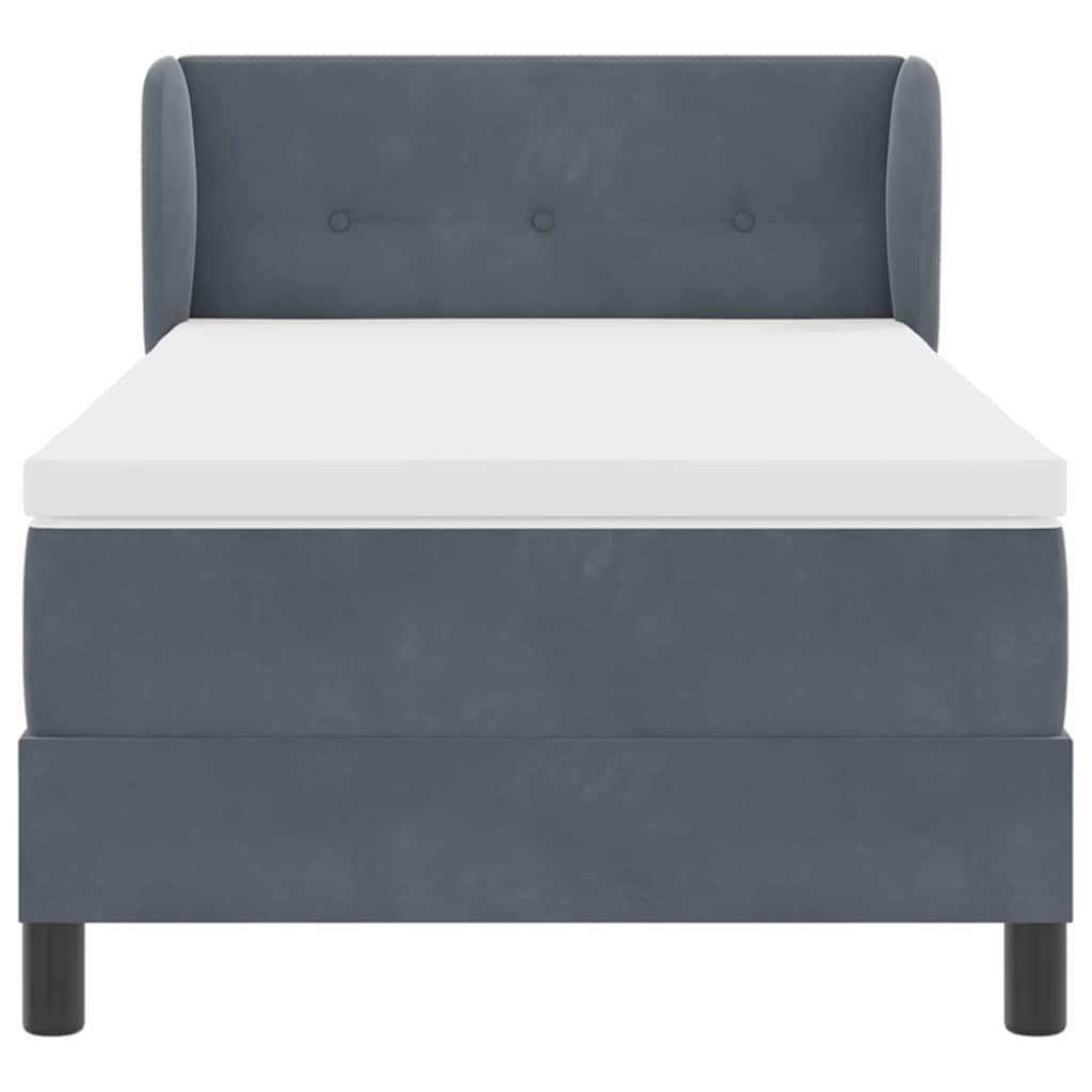 Letto a molle con materasso Grigio scuro 90 x 190 cm Velluto