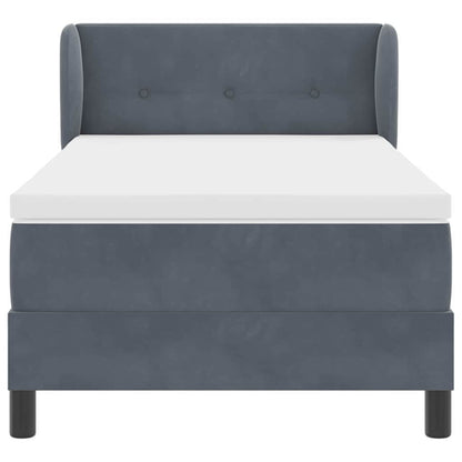 Letto a molle con materasso Grigio scuro 90 x 190 cm Velluto