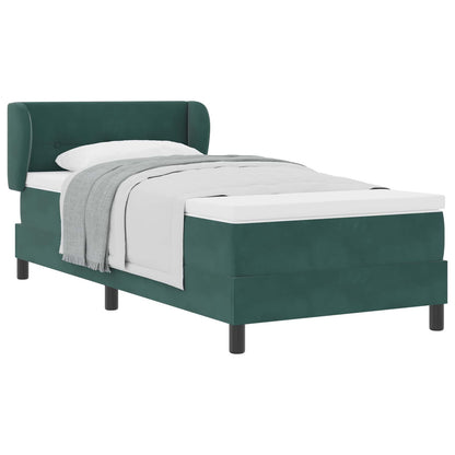 Letto a molle con materasso Verde scuro 90 x 190 cm Velluto