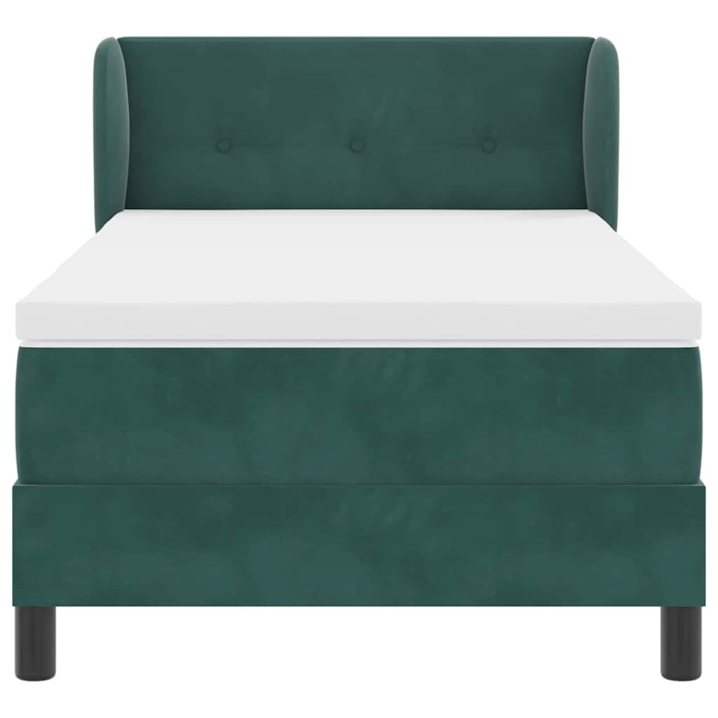 Letto a molle con testiera Verde scuro 90 x 190 cm Velluto | homemem39