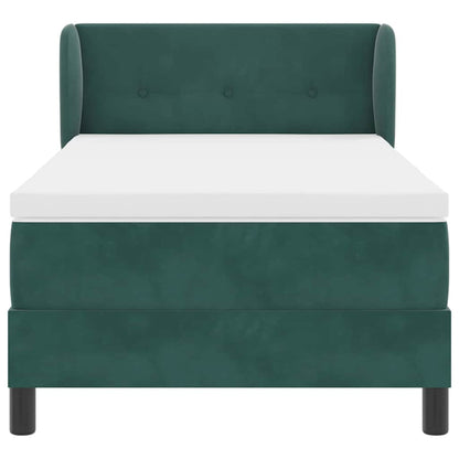 Letto a molle con materasso Verde scuro 90 x 190 cm Velluto