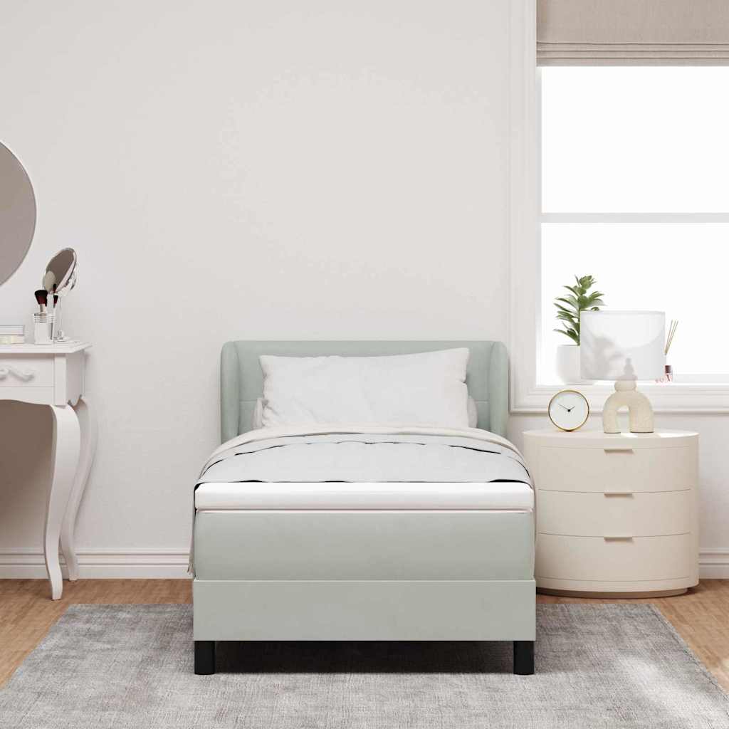 Letto a molle con testiera Grigio chiaro 90 x 200 cm Velluto | homemem39