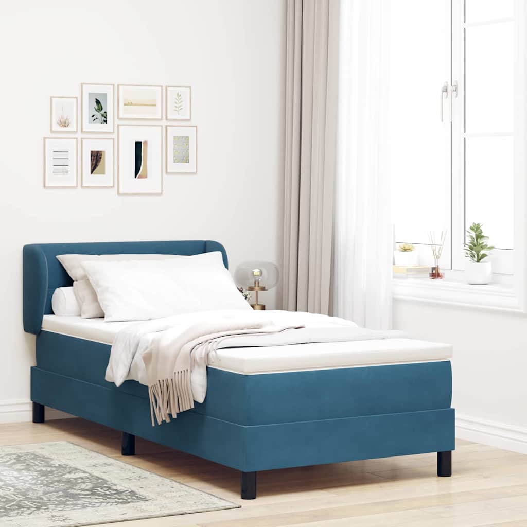 Letto a molle con testiera Blu scuro 90 x 200 cm Velluto | homemem39