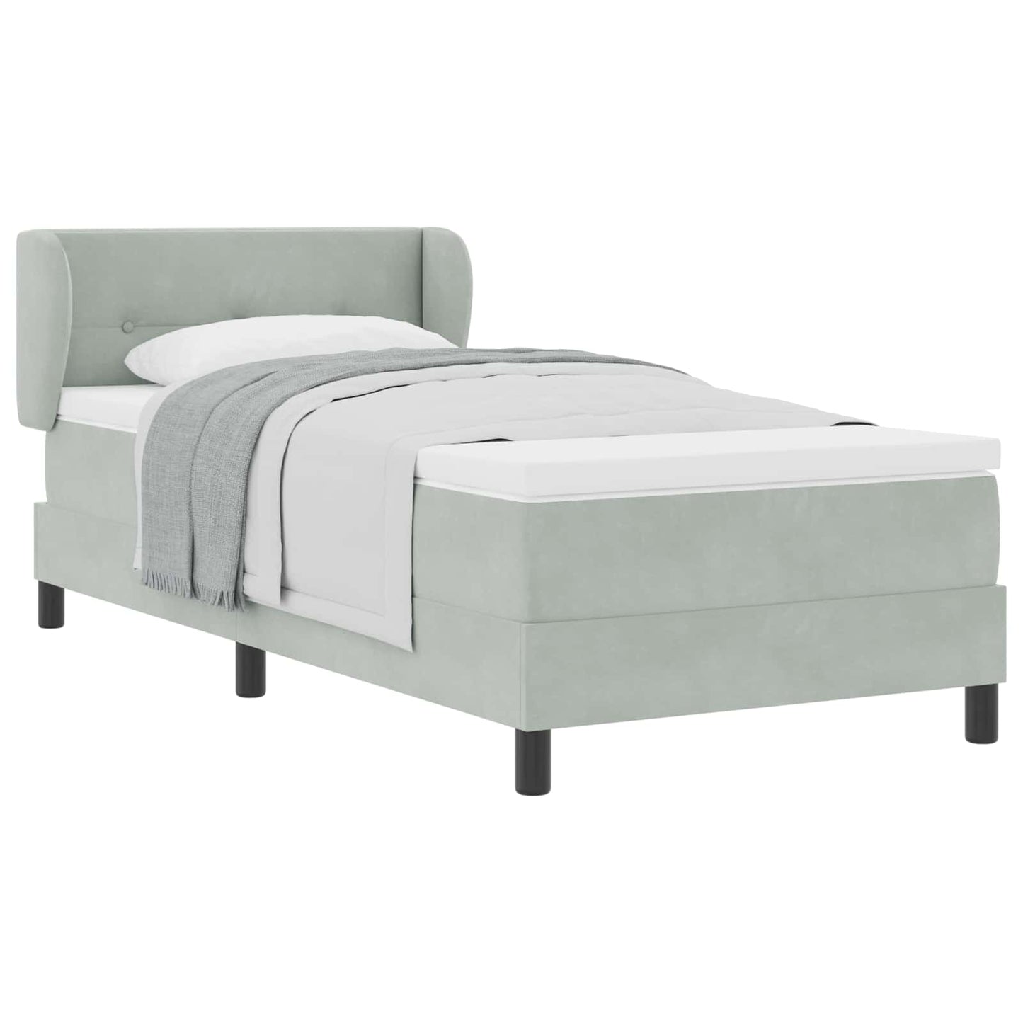 Letto a molle con testiera Grigio chiaro 100 x 200 cm Velluto | homemem39