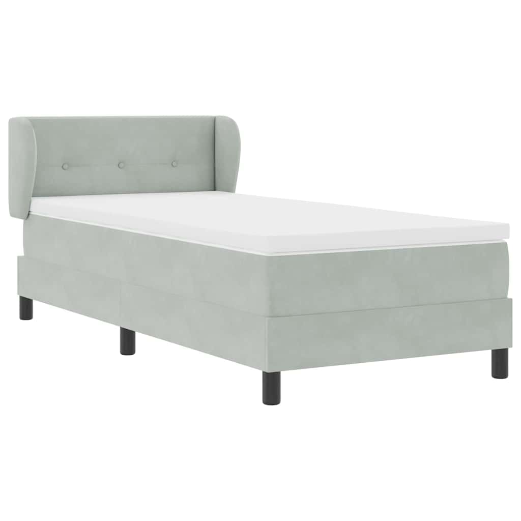 Letto a molle con testiera Grigio chiaro 100 x 200 cm Velluto | homemem39