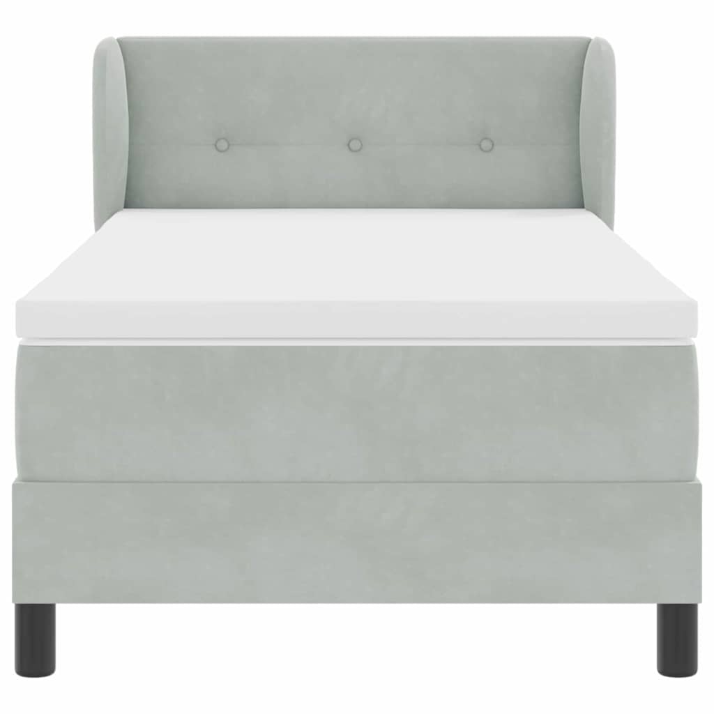 Letto a molle con testiera Grigio chiaro 100 x 200 cm Velluto | homemem39