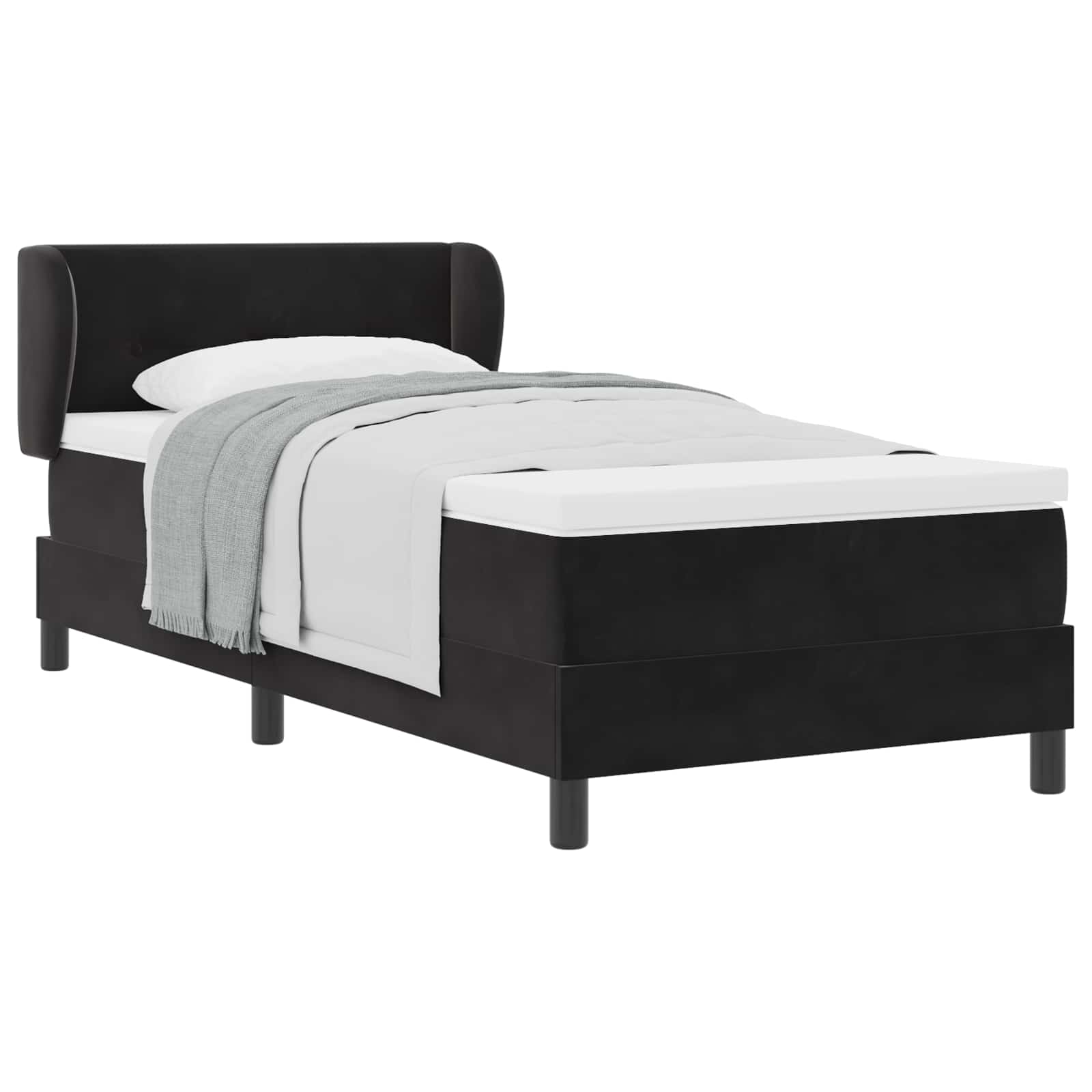 Letto a molle con testiera Nero 100 x 200 cm Velluto | homemem39