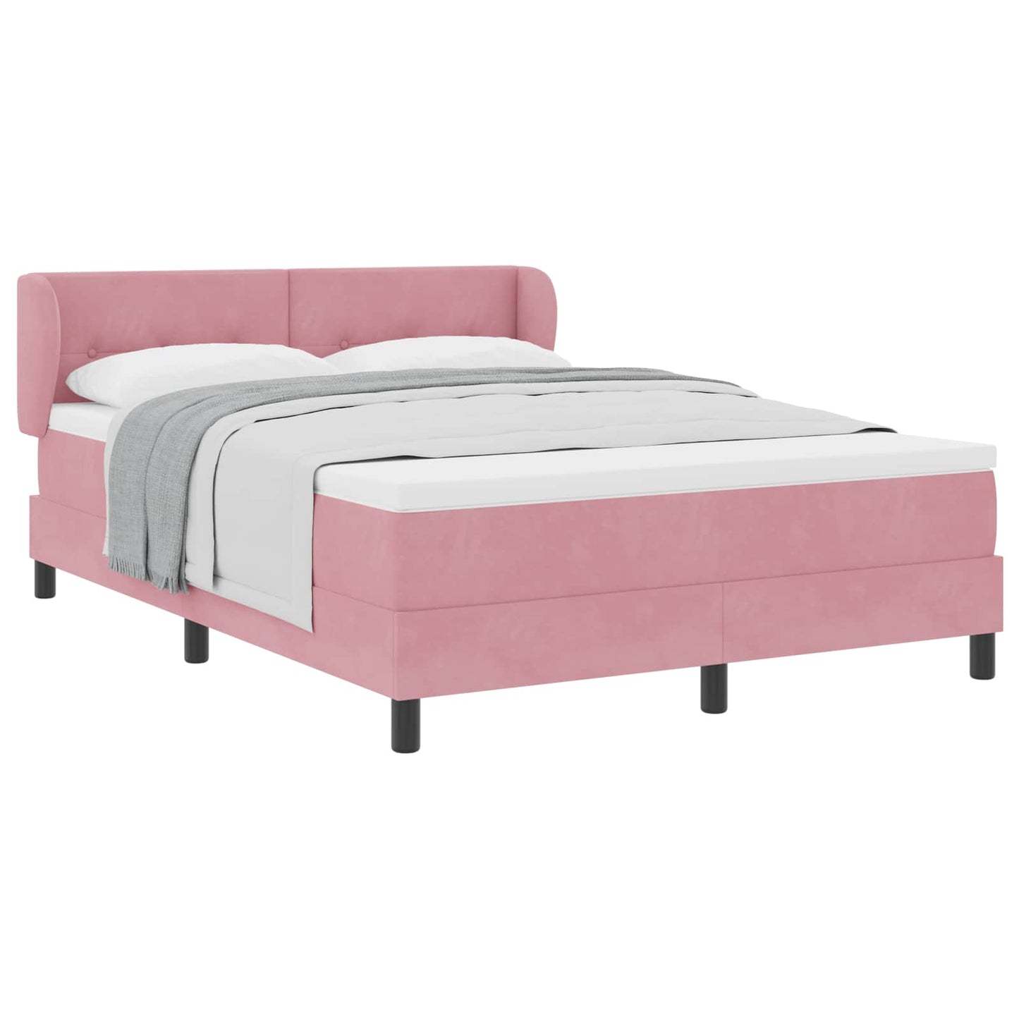 Letto a molle con testiera Rosa 140 x 190 cm Velluto | homemem39
