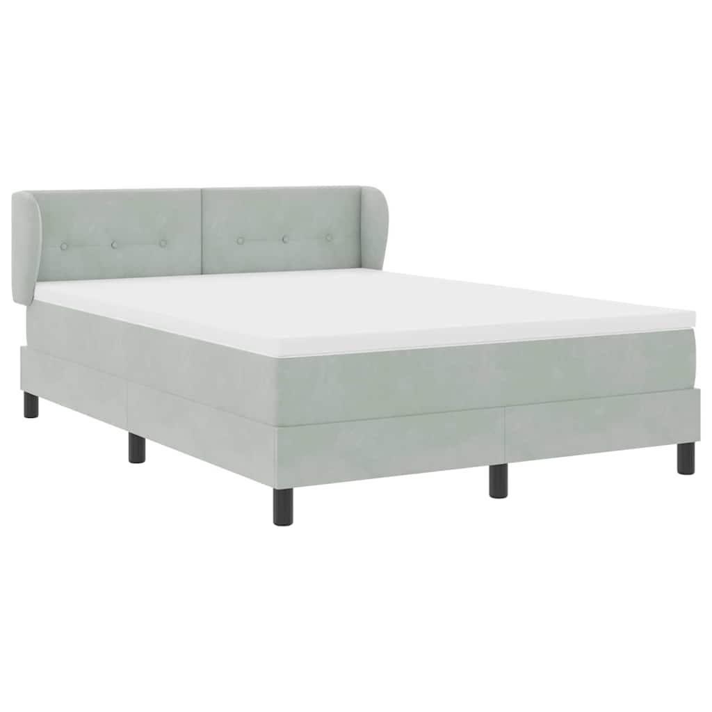 Letto a molle con testiera Grigio chiaro 140 x 200 cm Velluto | homemem39