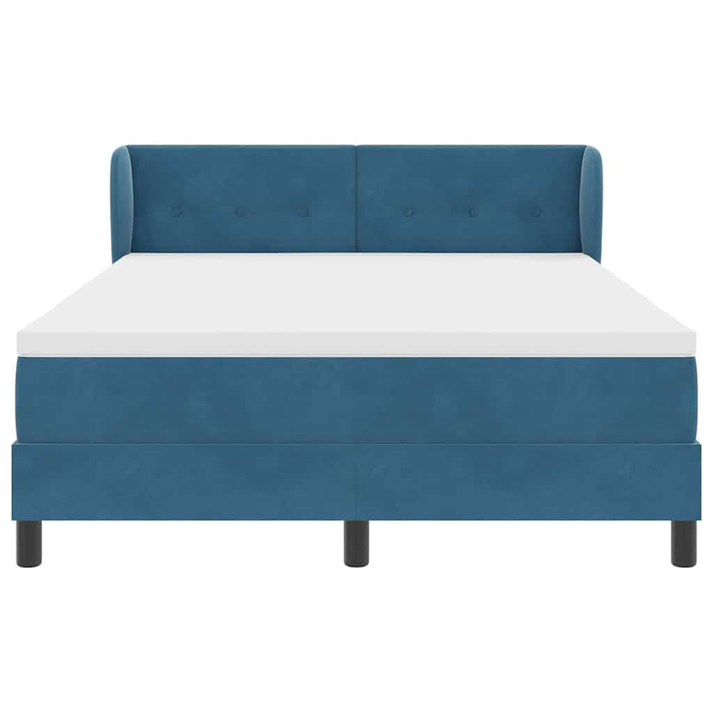 Letto a molle con testiera Blu scuro 140 x 200 cm Velluto | homemem39