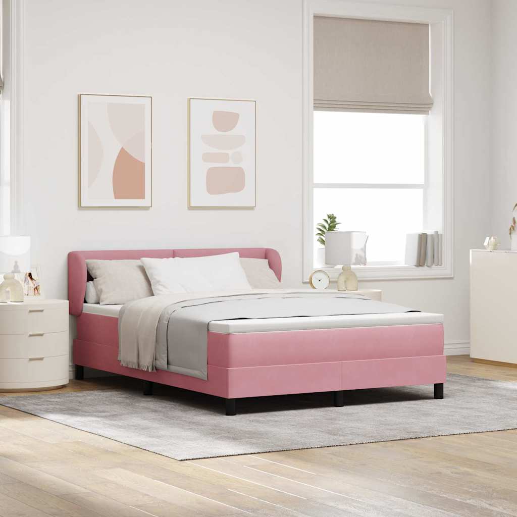 Letto a molle con testiera Rosa 140 x 200 cm Velluto | homemem39