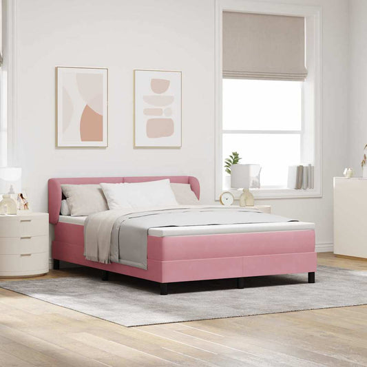 Letto a molle con testiera Rosa 140 x 200 cm Velluto | homemem39
