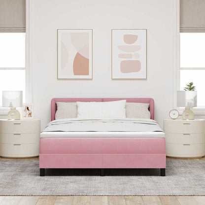 Letto a molle con testiera Rosa 140 x 200 cm Velluto | homemem39
