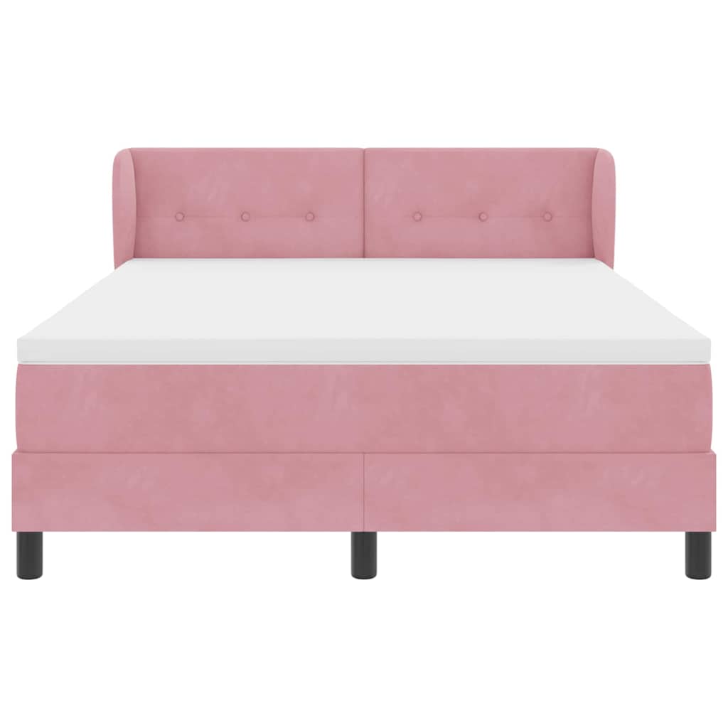 Letto a molle con testiera Rosa 140 x 200 cm Velluto | homemem39