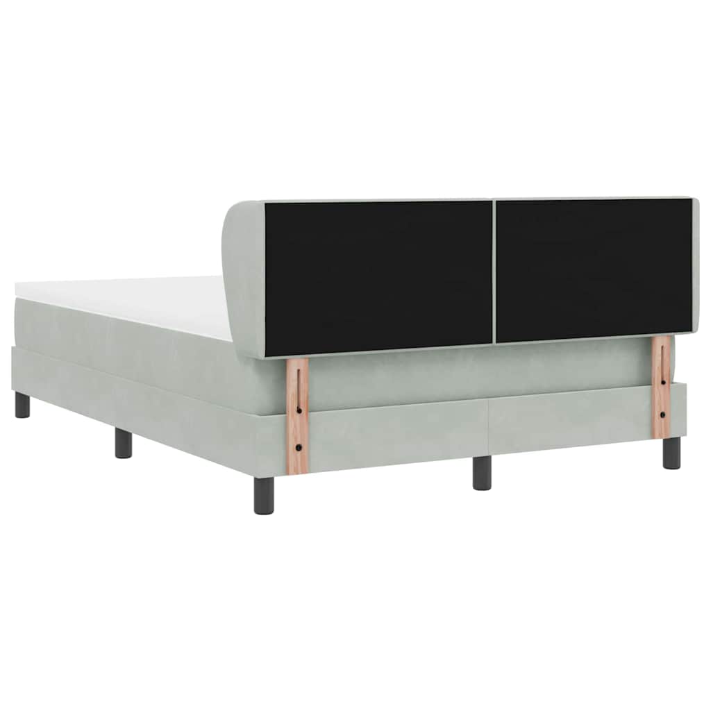 Letto a molle con testiera Grigio chiaro 160 x 200 cm Velluto | homemem39