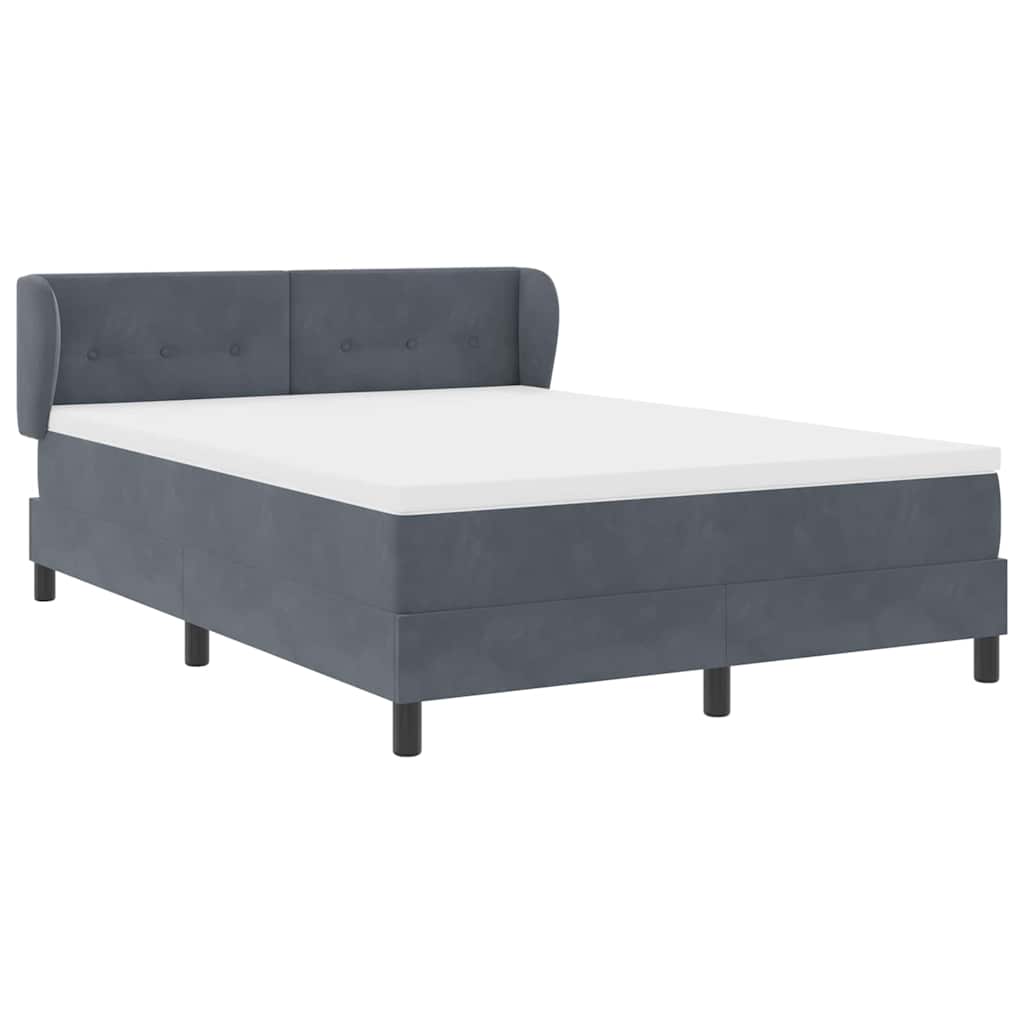Letto con Molle e Materasso Grigio Scuro 80x200 cm Velluto - homemem39