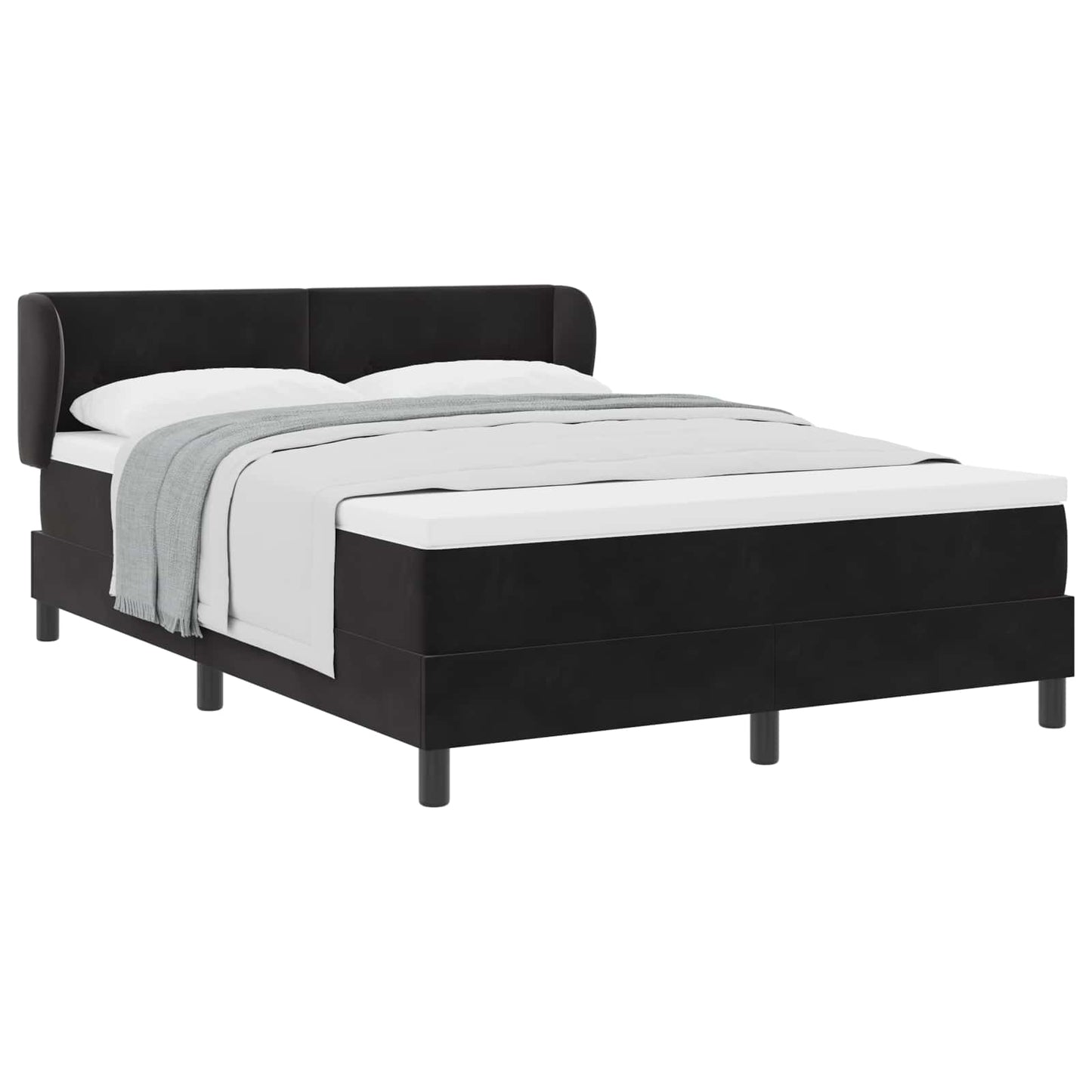 Letto a molle con testiera Nero 160 x 200 cm Velluto | homemem39