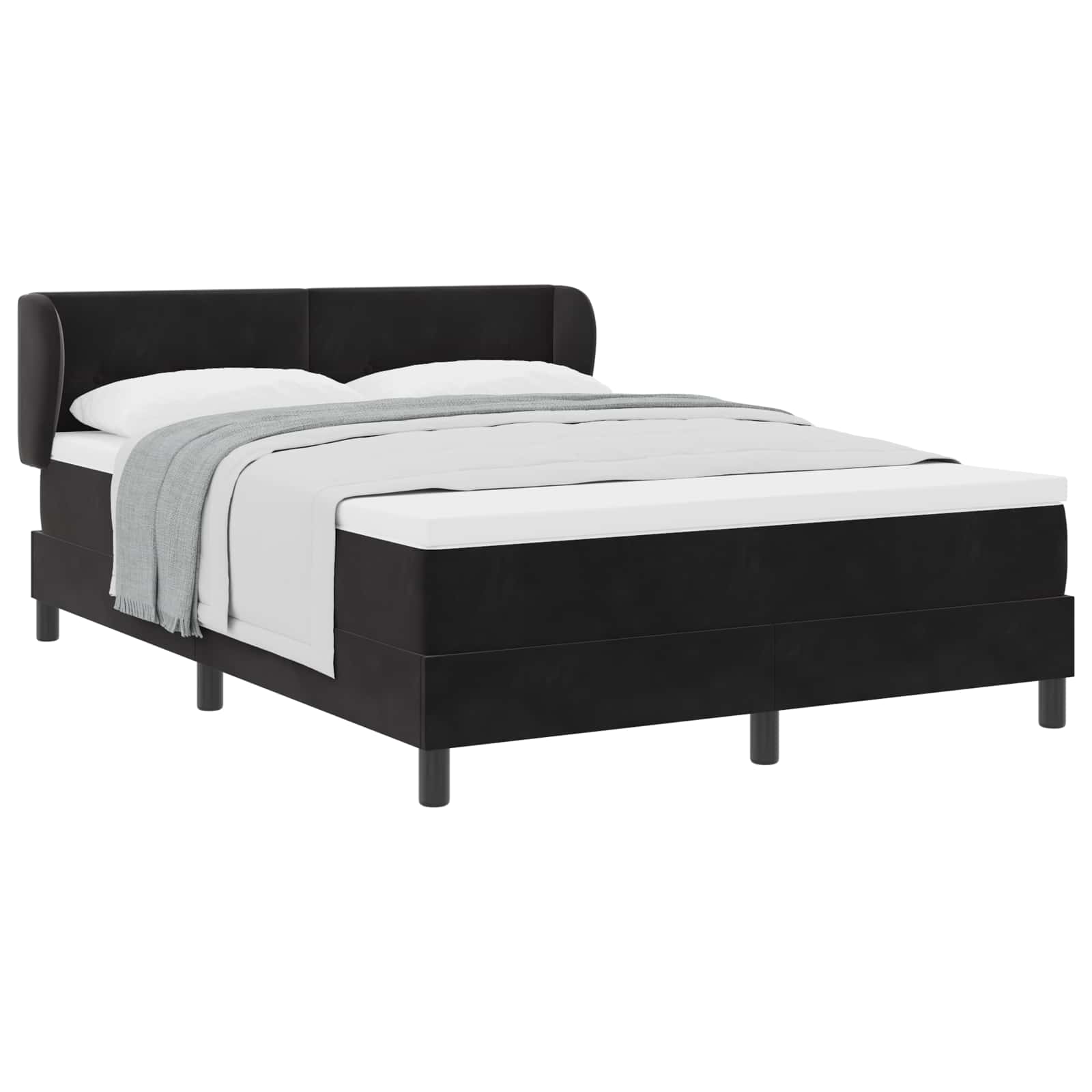 Letto a molle con testiera Nero 160 x 200 cm Velluto | homemem39