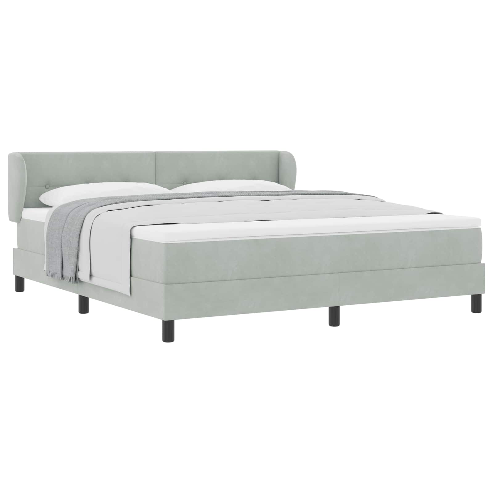 Letto a molle con testiera Grigio chiaro 180 x 200 cm Velluto | homemem39