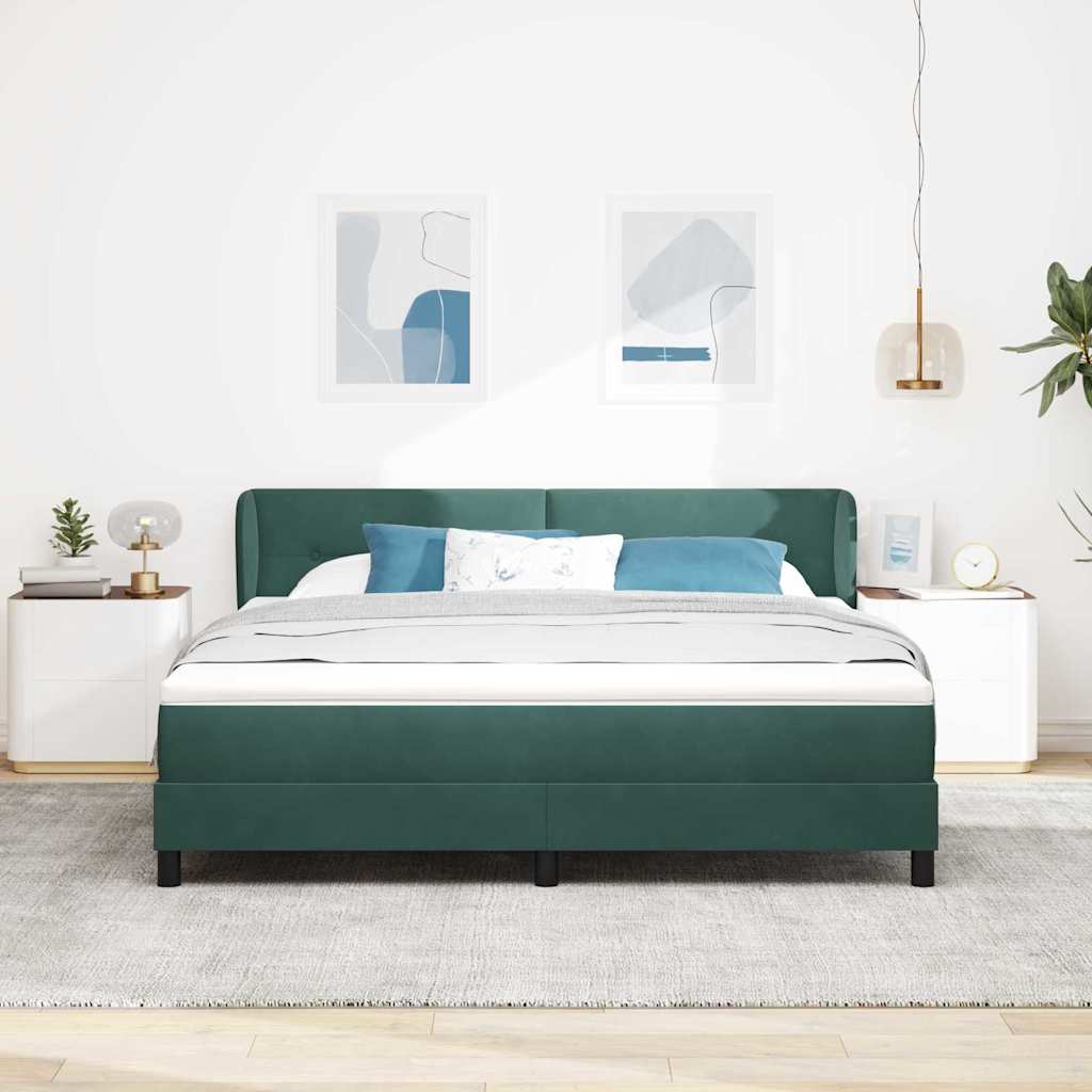 Letto a molle con testiera Verde scuro 180 x 200 cm Velluto | homemem39
